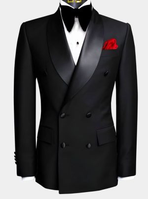 Black Double Breasted Tuxedo _ Gentleman's Guru Suit